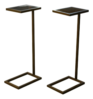 Restoration Hardware: Pair of Brass-Finish Metal Drinks Tables