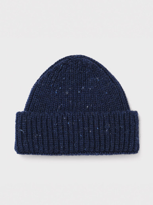 Navy British Wool Beanie Hat