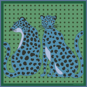 Twin Leopards Double Sided Silk Scarf (one size)