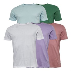 Smith And Jones Mens Boden Five Pack T-Shirts White/Palm Leaf/Sky Blue/Vintage Pink/Lavender
