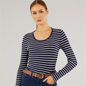 Foxdale Womens Jockey Stripe Top Navy/White
