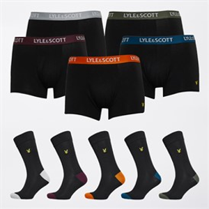 Lyle And Scott Vintage Mens Booker Ten Pack Boxers And Socks Gift Set Black/Multi