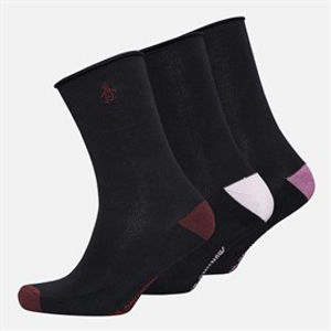 Original Penguin Womens Three Pack Roll Top Ankle Socks Multi