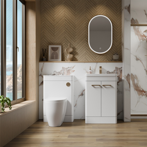 Pacific 100% Waterproof Floorstanding Vanity Unit & Basin White Gloss 600mm