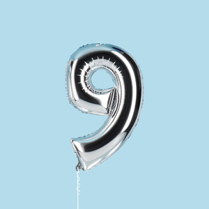 Silver Giant Number 9 Balloon