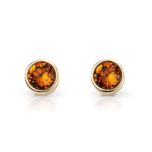 Signature Gold Plated Silver November Birthstone Crystal Stud Earrings