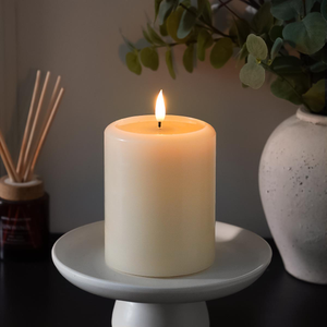 EmberTM Ivory LED Chapel Pillar Candle with Large Wax Pooling Effect