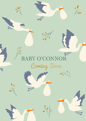 Coming Soon Stork Illustrated Card
