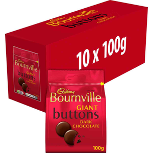 Cadbury Bournville Giant Dark Chocolate Buttons  Bag 100g  (Box of 10)