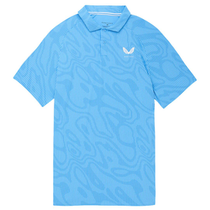 Castore Club Glow Printed Golf Polo Shirt - Cool Blue & White
