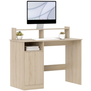 HOMCOM Escritorio con Estantería Moderno Escritorio con Compartimentos Abiertos Soporte para Monitor 108x50x94 cm Natural