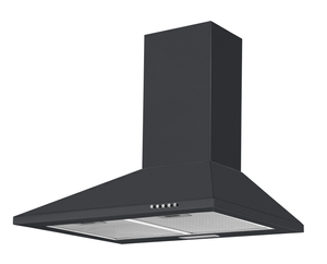 60cm Black Chimney Cooker Hood - Push Button Controls, LED Light