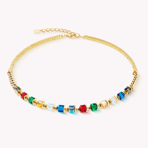 Small Cubes GEOCUBE Necklace Gold Plated Multicolour Fusion Chain