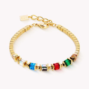 Small Cubes GEOCUBE Bracelet Gold Plated Multicolour Fusion Chain