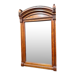 19th Century Walnut Renaissance Revival Over Mantle Mirror