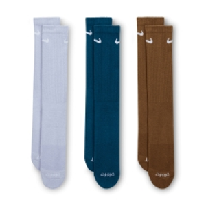 Nike Everyday Plus Cushioned x 3 Calze - Ghost/Blue Force/Moss Wood Brown/White