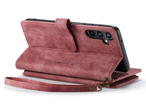 CaseMe Synthetic Leather Wallet Case with Zipper Pocket for Samsung Galaxy A17 - Blush