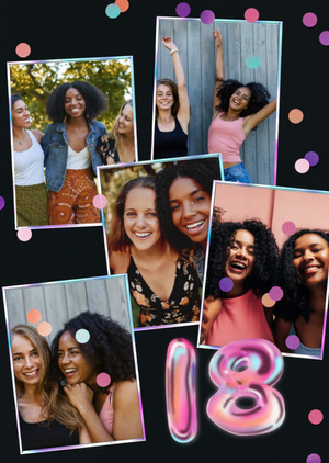 18th Birthday Confetti Illustrated Photo Upload Card