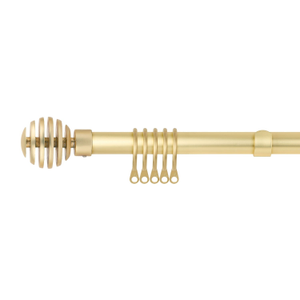 Sliced Metal Extendable Matt Gold Curtain Pole with Rings