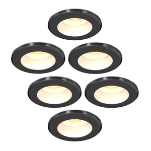 6x Mini Spot Encastrable LED Noir - Dimmable - IP65 - 4W - CCT - Ø55 mm - 5 ans de garantie - Convient pour la salle de bain