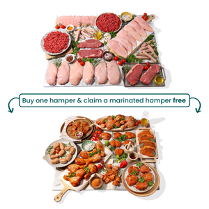 Buy 1 hamper & claim a marinated meat hamper FREE