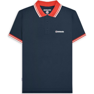 Lambretta Mens Contrast Tip Short Sleeve Polo Shirt - L / Navy/Red