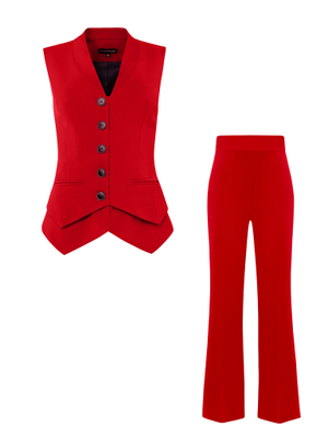 Fitted Waistcoat & Trousers Set, Fierce Red (XXS)