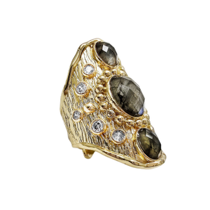 Labradorite Stones With Zircon Statement Ring