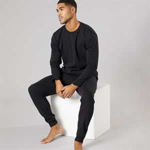 Avant Garde Mens Millienne Long Sleeve Top And Jog Pants Set Black