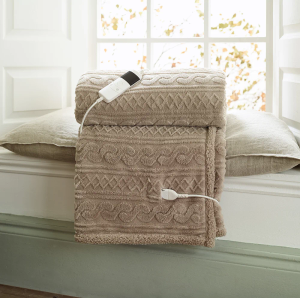 Cable Heated Throw 140x180cm - Taupe