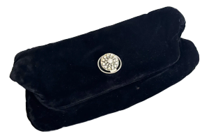 1920s-30s Handbags by g.d.k. Black Velvet/Rhinestone Foldover Clutch