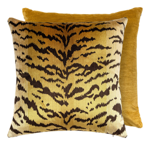 The House of Scalamandré Tigre/velvet Pillow, Gold, 22 X 22