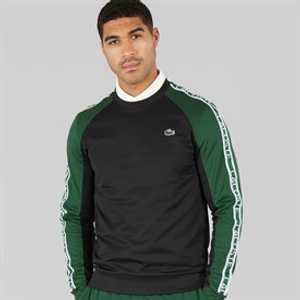 Lacoste Mens Colour Block Stripe Sweatshirt Black/Green