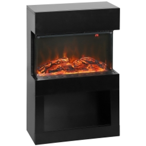 HOMCOM 19" Electric Fireplace with Surround, 3D Flame Effect, 6 Colours & 3 Brightness Levels, 1000W/2000W Black Electric Fire and Mantel Reach up to 30㎡ Space with Remote & Timer, 3 Sided View