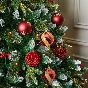 Red & Gold Glitter Luxury Christmas Bauble Set