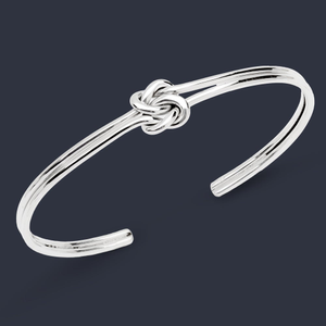 Portrait Muse Silver Double Twisted Knot Cuff Bangle
