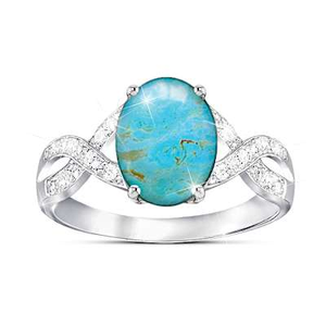 2-Carat Genuine Turquoise Azure Brilliance Ring Size 6.5