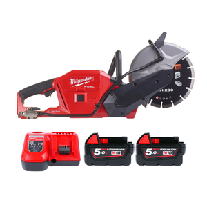 Milwaukee M18FCOS230 18V Cordless Brushless One-Key Fuel Cut Off Saw 230mm With 2 x 5.0Ah Batteries & Charger