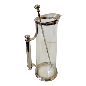 Vintage Godinger Silverplate Glass Martini Pitcher With Stirrer