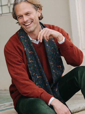 Rust Lambswool V-Neck Sweater