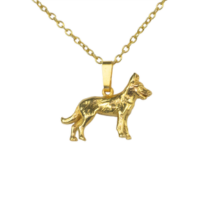 German Shepherd Alsatian Pendant Eighteen Carat Gold On Silver