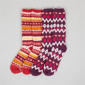 Weird Fish Womens Acres Cosy Two Pack Socks Green Ivy