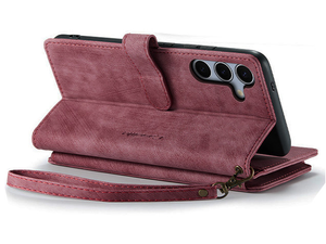 CaseMe Synthetic Leather Wallet Case with Zipper Pocket for Samsung Galaxy S25 FE - Blush