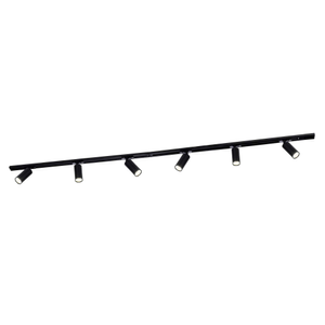 2m LED Spot sur rail - 6 Luminaires - 3W - 2700K - Dimmable - Rail Monophasé - Noir