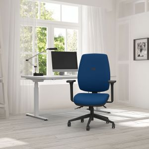 Homeworker Plus Ergonomic Chair (with armrests & hard floor castors) - Royal Blue