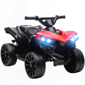 AIYAPLAY 6V Kids ATV, 4 Wheeler Electric Ride on Car with Music and LED Headlights, for Ages 18-56 Months Boys and Girls, Red