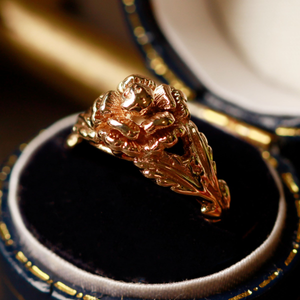 Pre-Owned Vintage 1980 9ct Yellow Gold Rose Flower Ring
