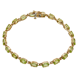 Pre-Owned 9ct Yellow Gold 7" Peridot Tennis Bracelet