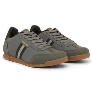 Lambretta Mens Tackle Retro Trainers Shoes - 8 UK / Charcoal/Black / Black