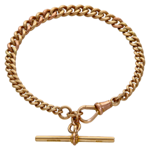 Pre-Owned 9ct Gold 8" Graduated Albert Link & T-Bar Bracelet